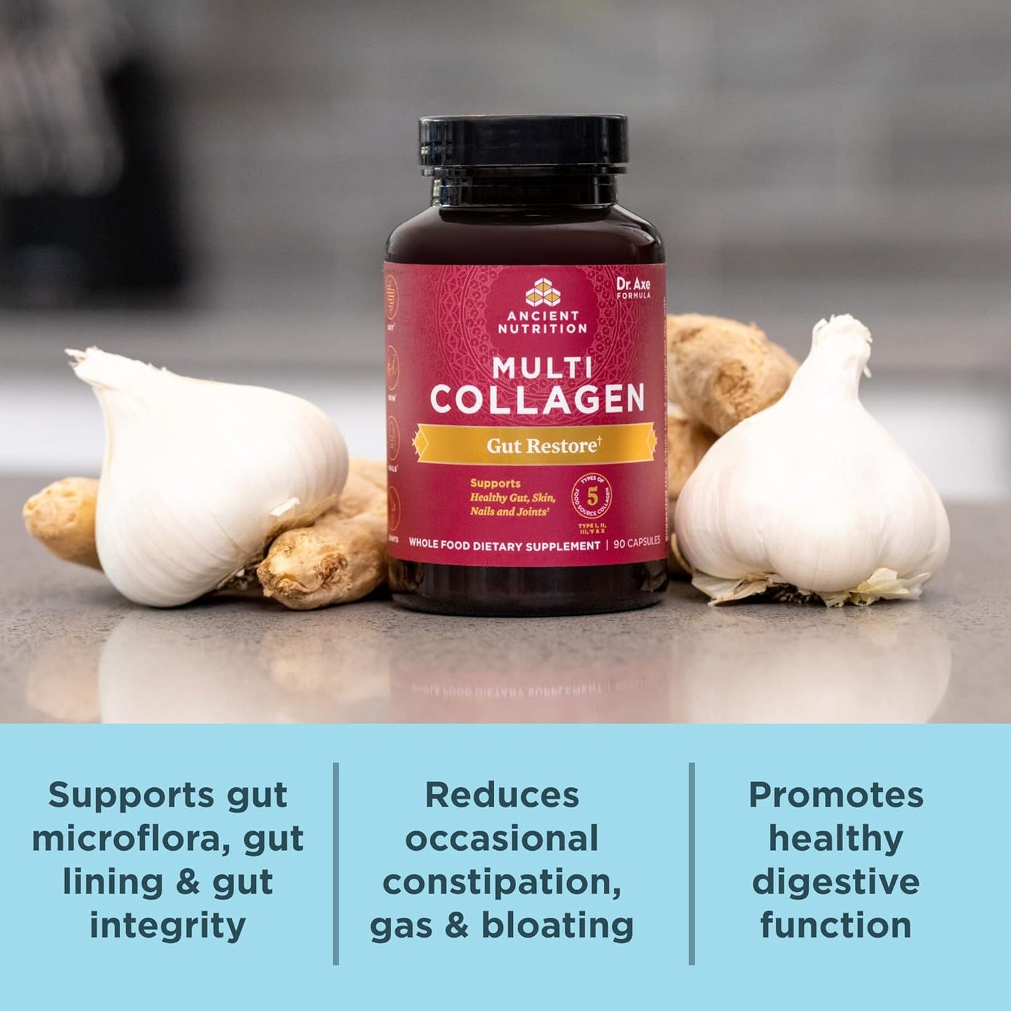Ancient Nutrition Probiotic Collagen Pills for Gut Health, 90 Ct Capsules for Joints, Hair & Nails, Gluten Free, Paleo & Keto Friendly