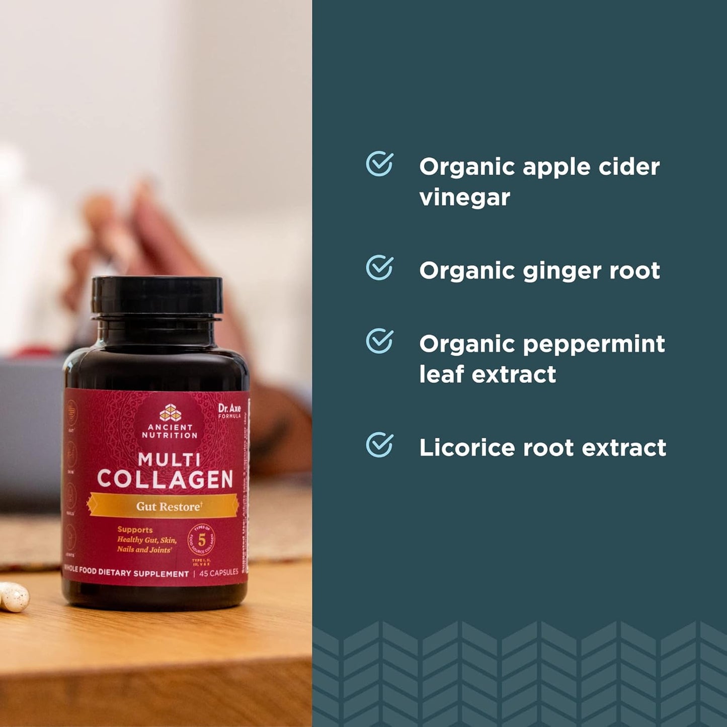 Ancient Nutrition Probiotic Collagen Pills for Gut Health, 90 Ct Capsules for Joints, Hair & Nails, Gluten Free, Paleo & Keto Friendly