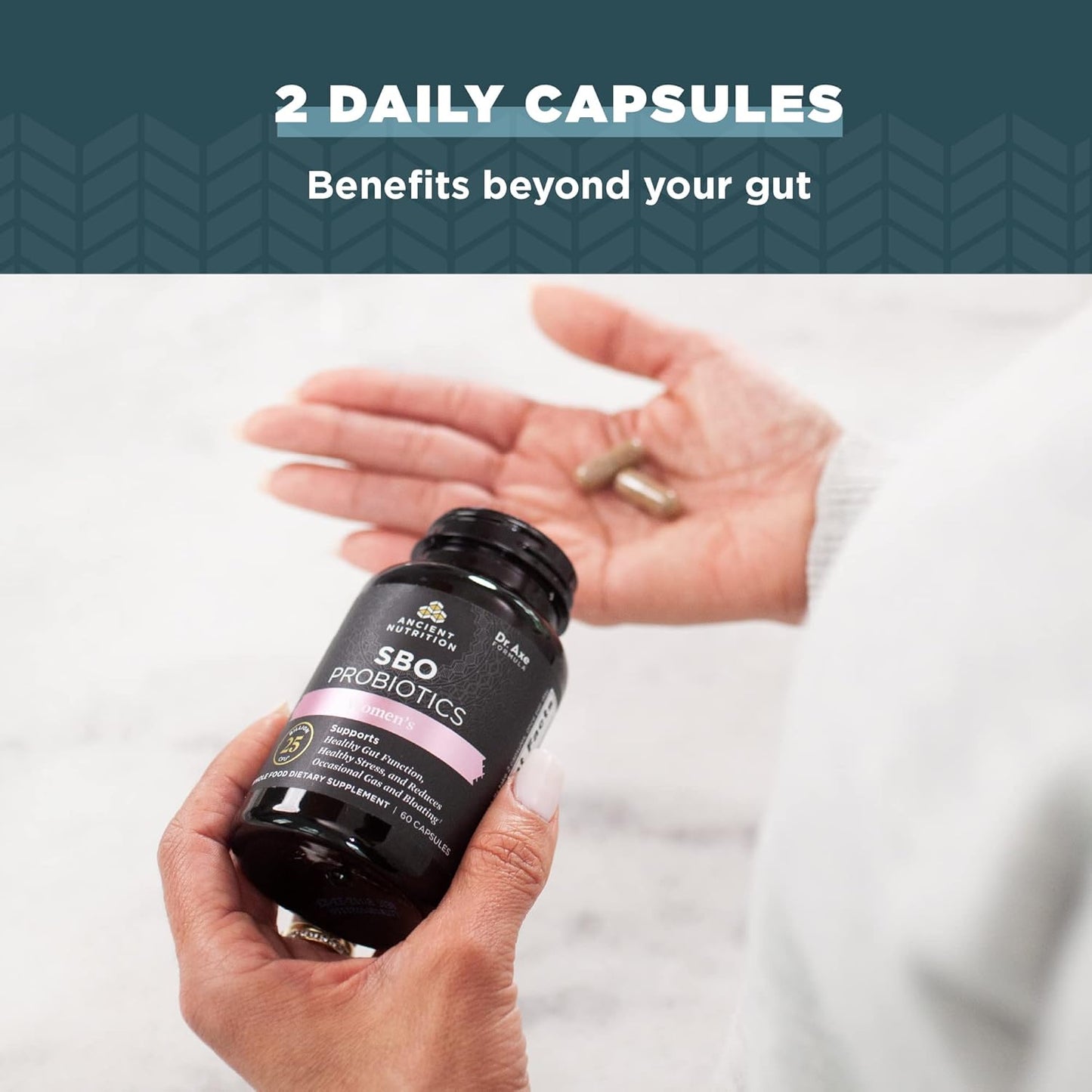 Ancient Nutrition SBO Probiotics for Women - 60 Ct, Digestive & Immune Support, Bloating Relief, Gluten-Free, Superfoods Blend - 25 Billion CFUs