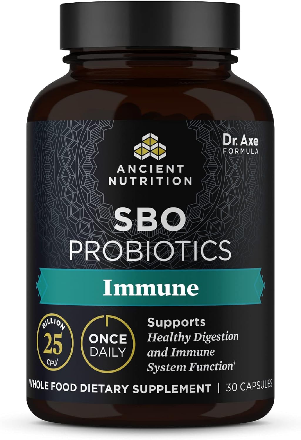 Ancient Nutrition SBO Probiotics with Vitamin C & D, 30Ct - 25B CFUs for Immune & Digestive Health