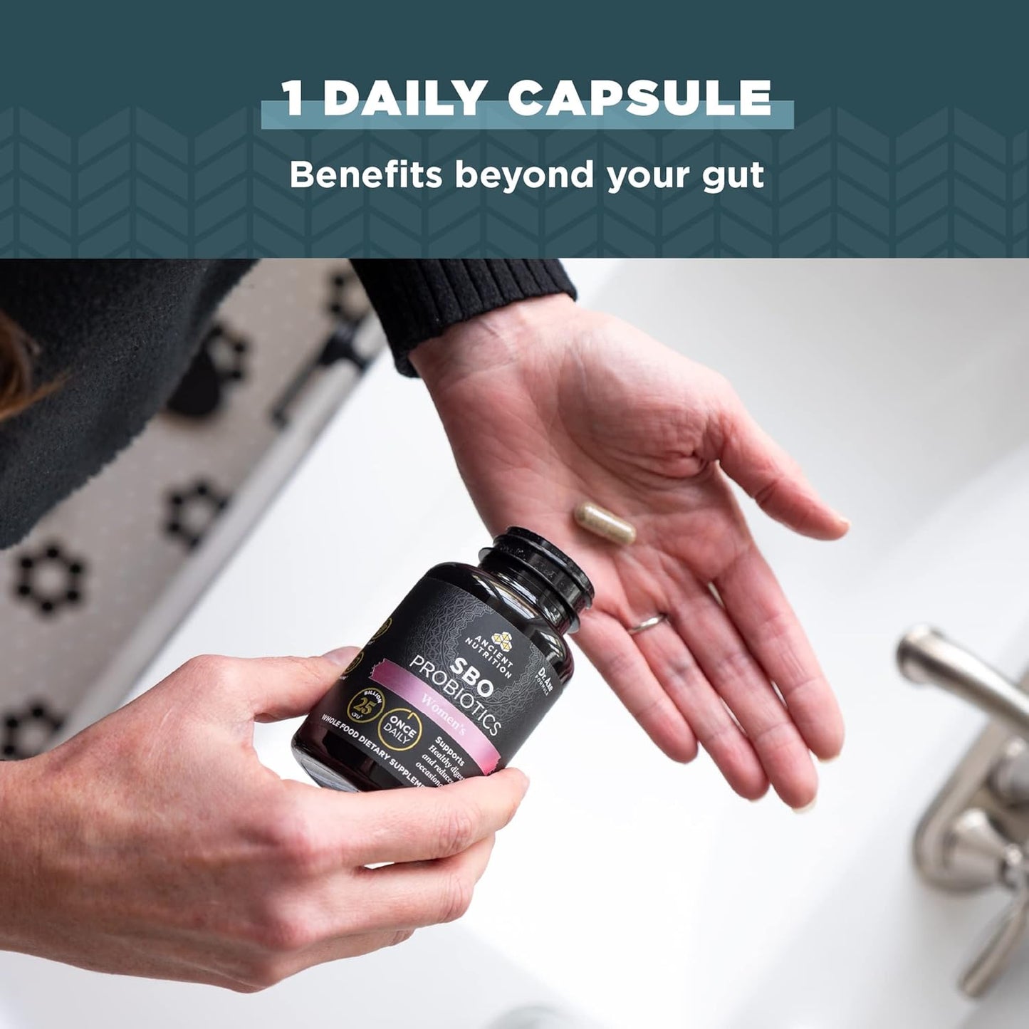 Ancient Nutrition Women's Probiotic Supplement, 30ct - Supports Digestion & Reduces Bloating, 25 Billion CFUs, Chaste Tree & Amla Berry