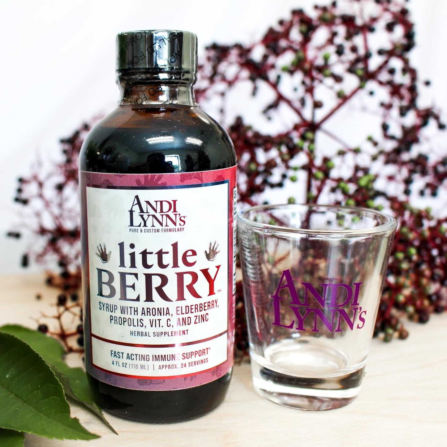 Andi Lynn's LittleBerry Elderberry Syrup for Kids - Organic Vitamin C & Zinc - Immune Support Supplement - 4oz Bottle - BoostGo Australia