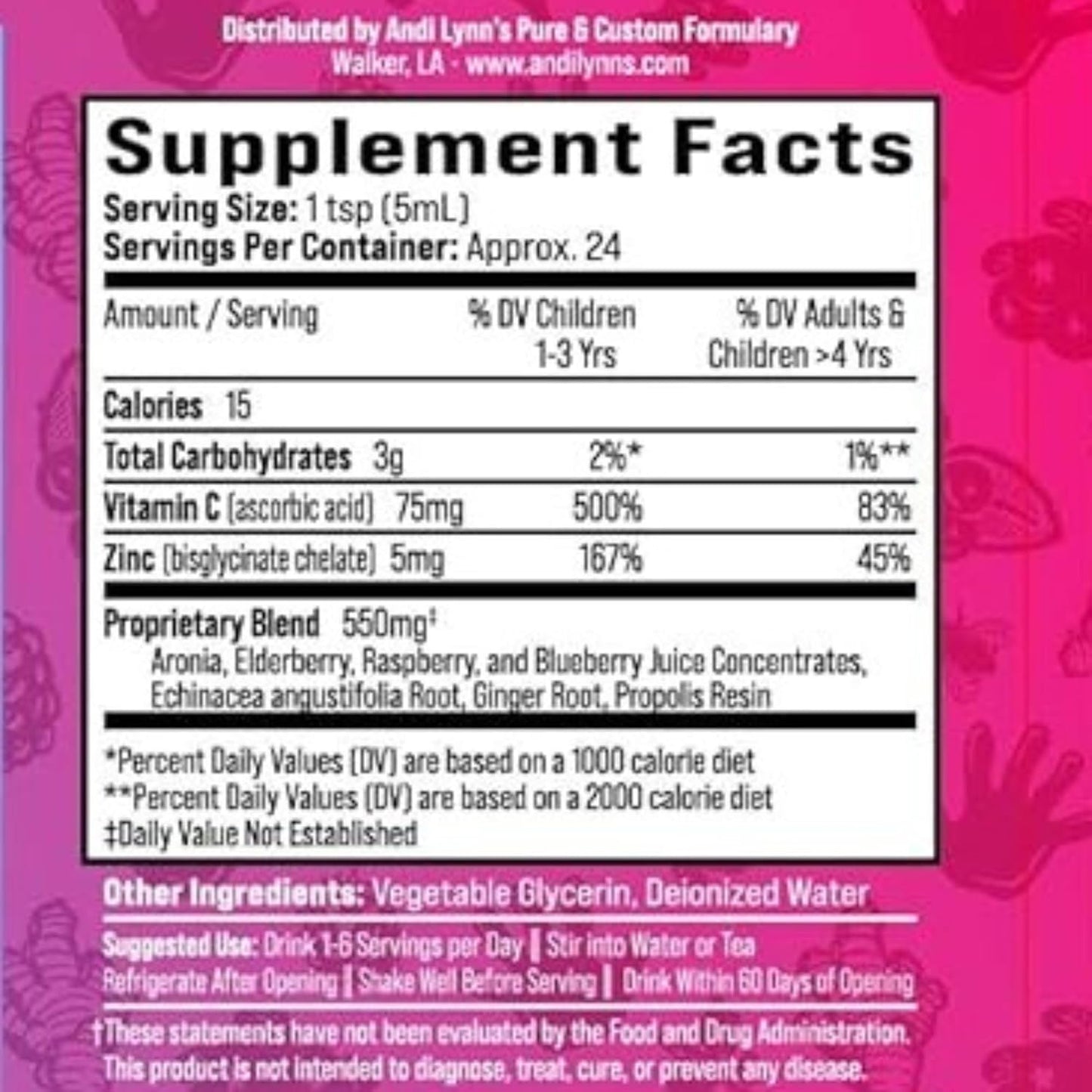 Andi Lynn's LittleBerry Elderberry Syrup for Kids - Organic Vitamin C & Zinc - Immune Support Supplement - 4oz Bottle - BoostGo Australia
