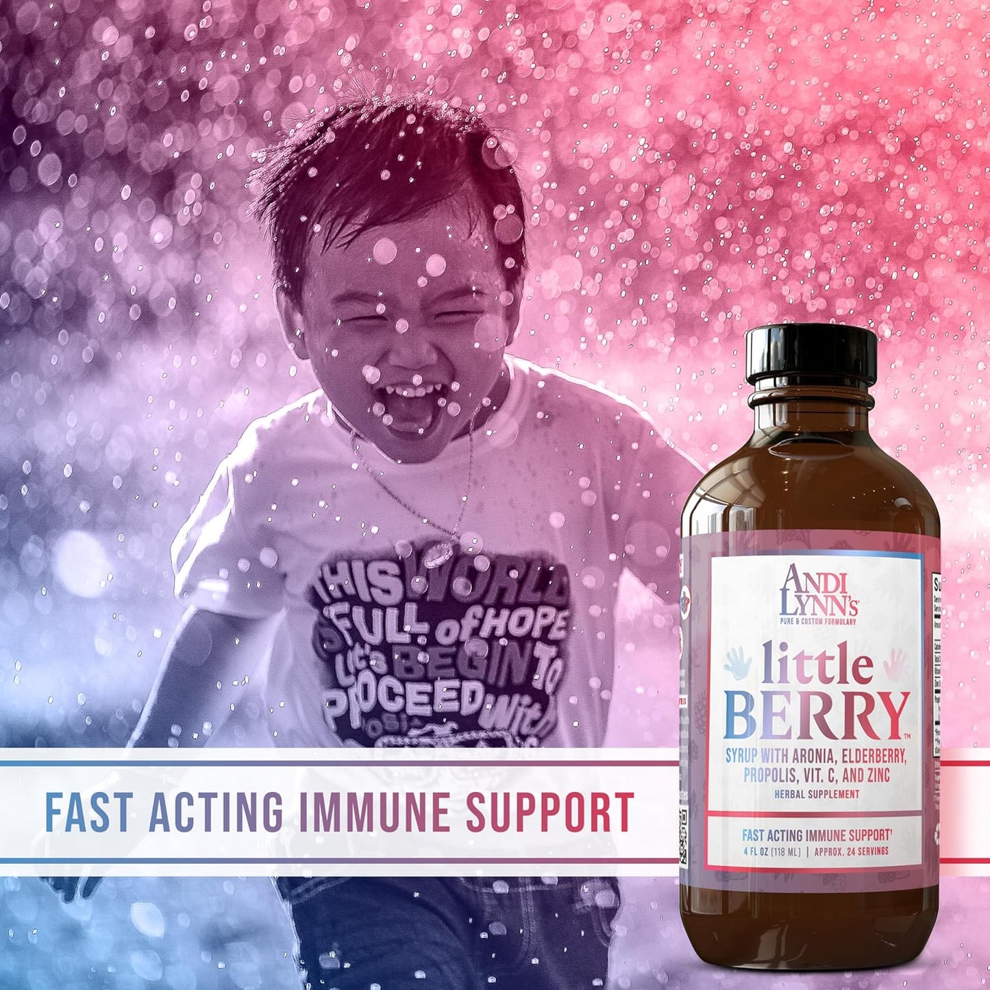 Andi Lynn's LittleBerry Elderberry Syrup for Kids - Organic Vitamin C & Zinc - Immune Support Supplement - 4oz Bottle - BoostGo Australia