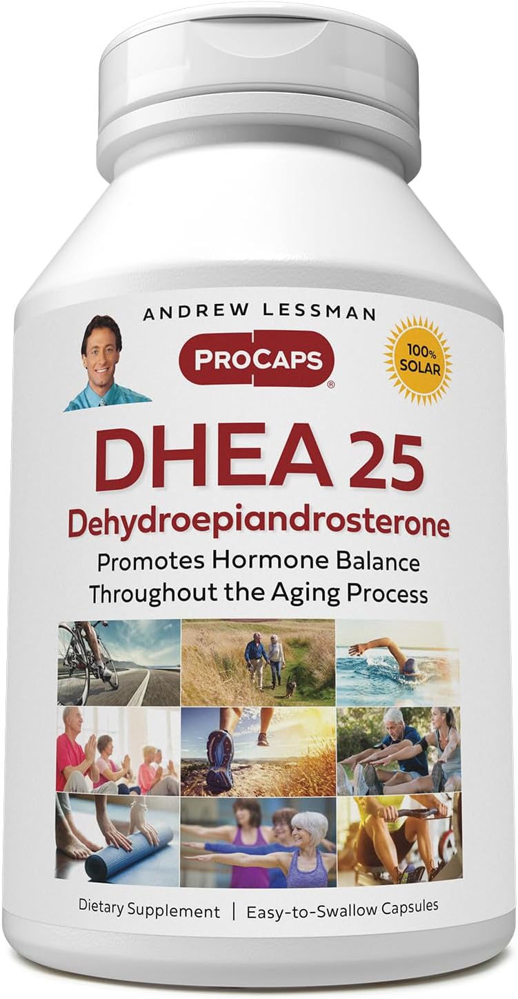 Andrew Lessman 25mg DHEA Capsules - 120 Count - Supports Hormone Synthesis, Metabolism, Balance - No Additives - Dehydroepiandrosterone Supplement