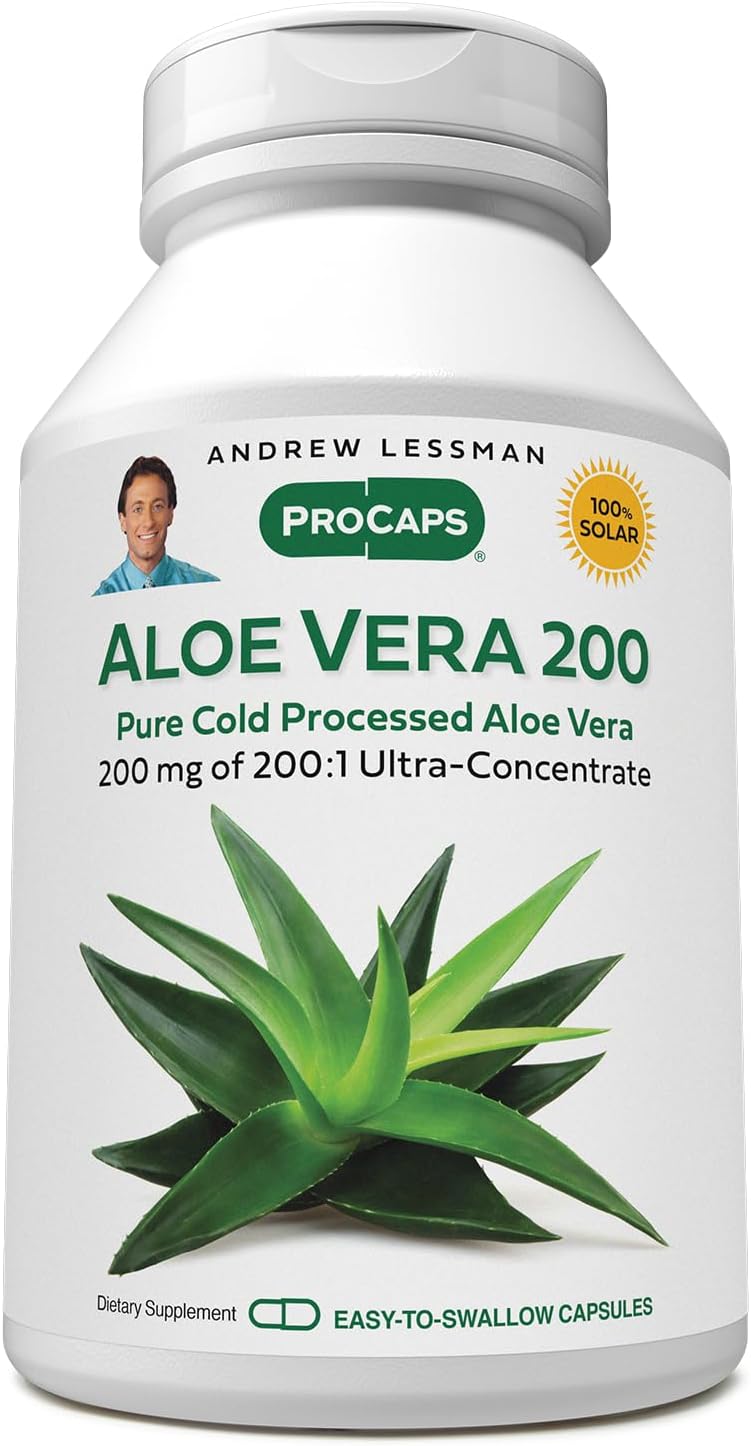 Andrew Lessman Aloe Vera Capsules - 200:1 Ultra-Concentrate, Stomach & Digestive Support, No Additives, 180ct