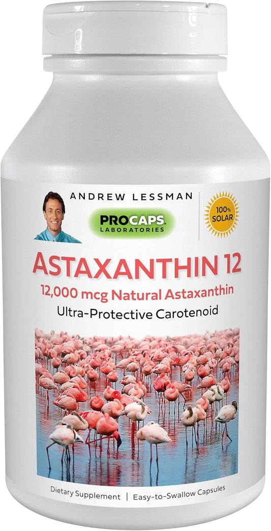 ANDREW LESSMAN Astaxanthin Softgels - High Potency Antioxidant for Eye, Heart, Skin Health - 12000mcg Natural Astaxanthin - Additive-Free, Easy-to-Swallow - 240 Softgels