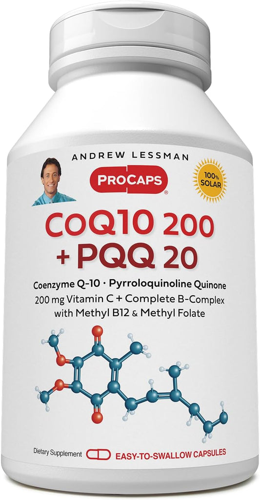 Andrew Lessman Coenzyme Q-10 200 Plus PQQ Capsules - Supports Energy Production and Cellular Health, 120 Capsules