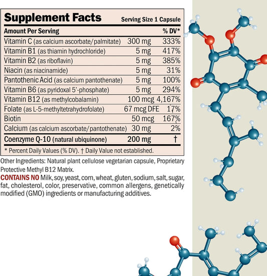 Andrew Lessman Coenzyme Q-10 200mg - Energy Production & Organ Function Support with B-Complex - 60 Easy Swallow Capsules