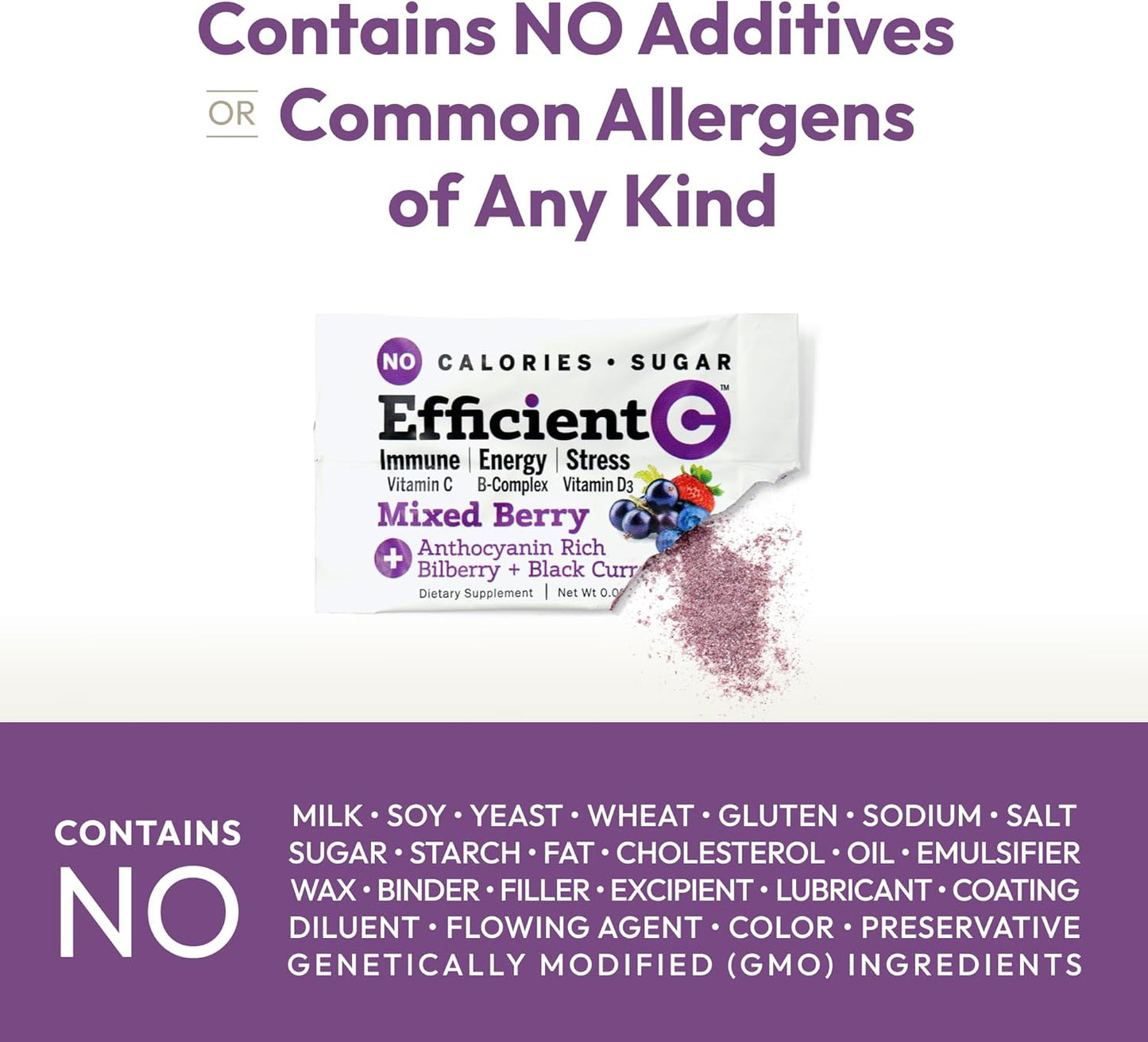 ANDREW LESSMAN Efficient C Mixed Berry 90 Packets - Immunity, Energy, Stress, and Eye Health Support with Zero Calories, Sugar, or Carbs. Convenient and Delicious Vitamin C Drink Mix.