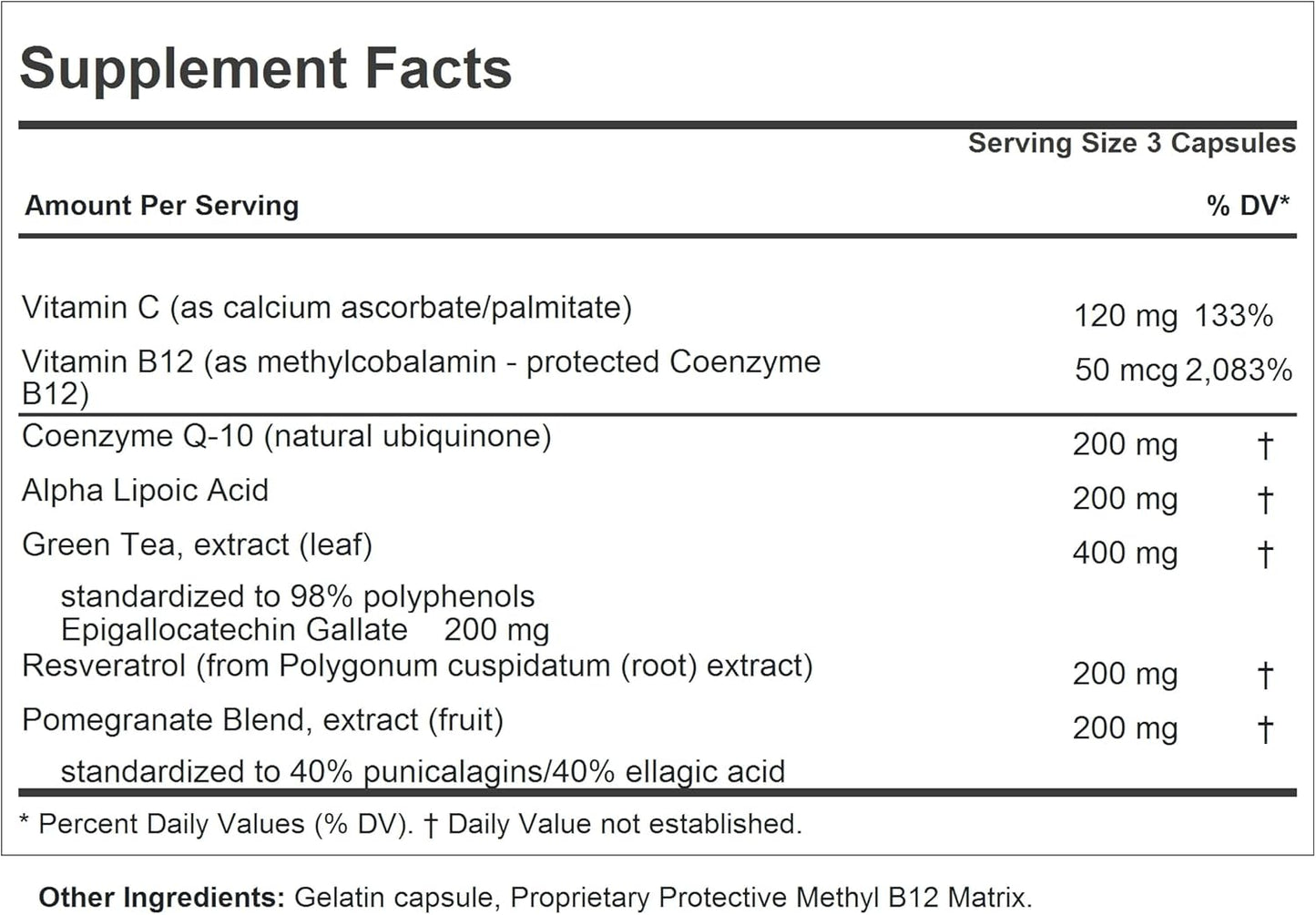 Andrew Lessman Five Favorites Capsules - 200mg Coenzyme Q-10, Resveratrol, EGCG, Pomegranate, Alpha Lipoic Acid - Anti-Oxidant Support - No Additives