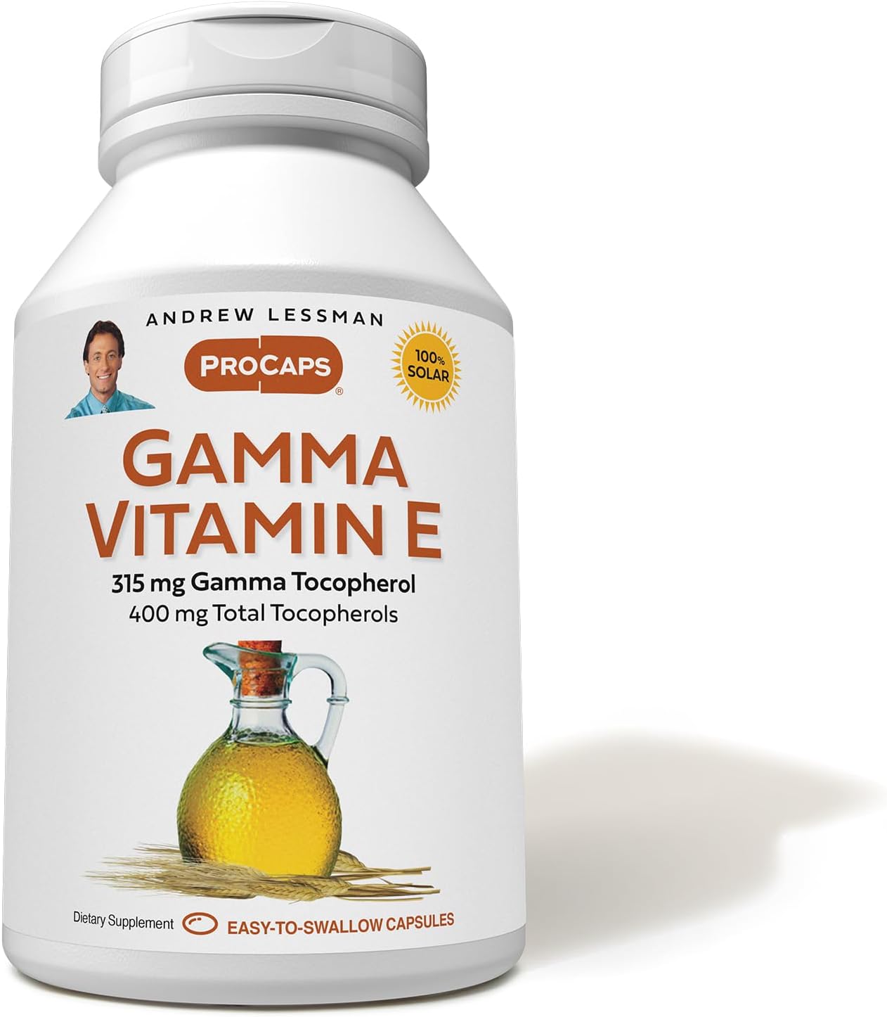 Andrew Lessman Gamma Vitamin E Softgels - 315mg Gamma Tocopherol, Natural Tocopherols, Ahiflower Oil, Antioxidant