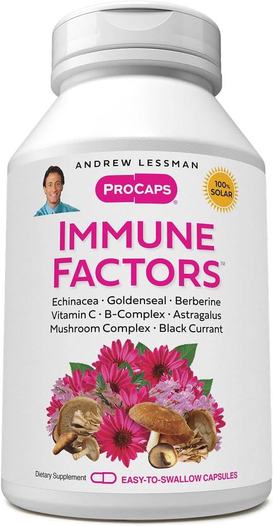 Andrew Lessman Immune Support Capsules - Echinacea, Goldenseal, Vitamin C, Astragalus, Berberine, Mushroom Blend, Black Currant - 360 Capsules for Stronger Immune System