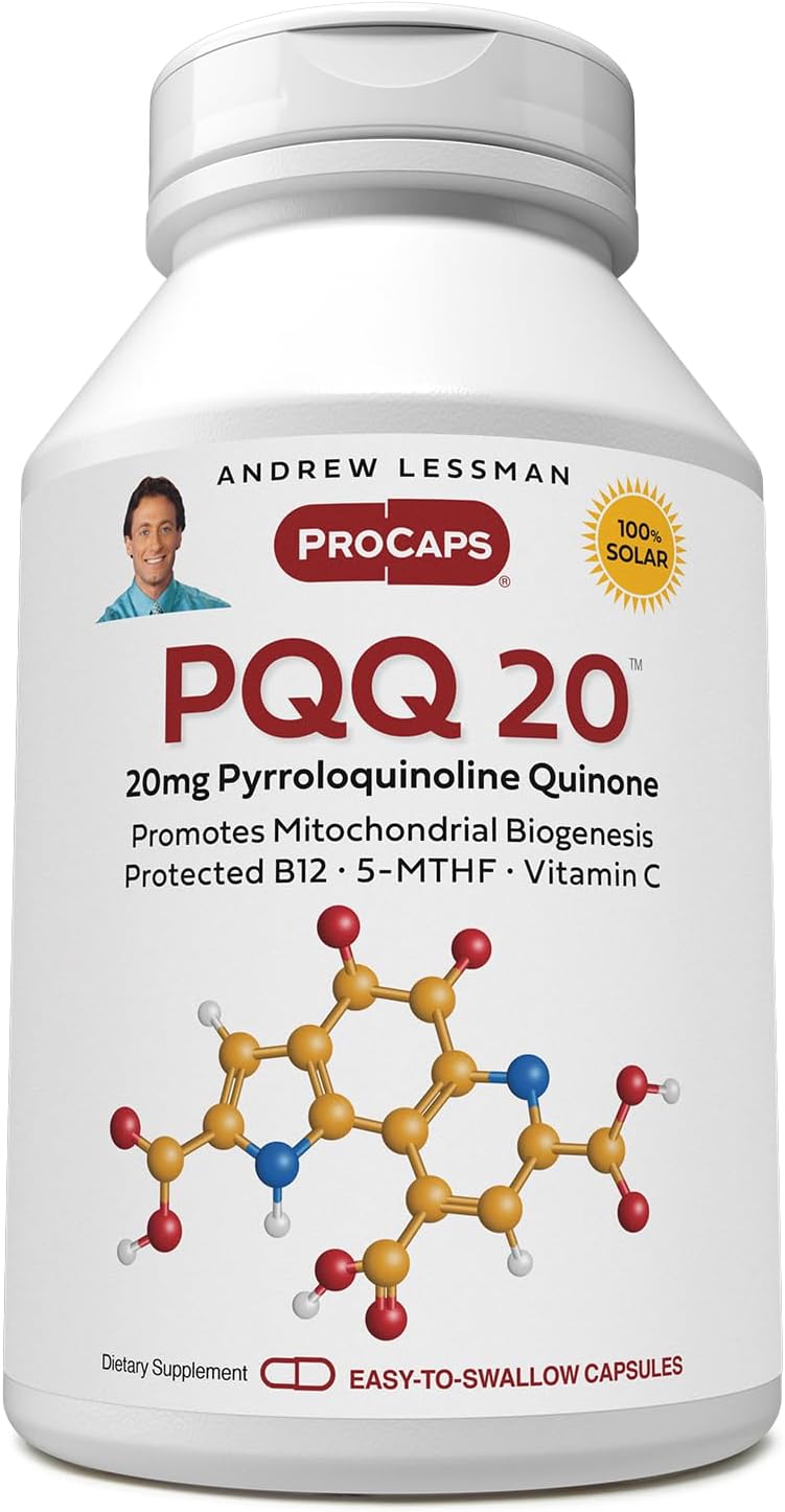 Andrew Lessman PQQ Capsules - 20mg Pyrroloquinoline Quinone for Heart, Brain, Liver, Immune System Support - 60 Count - Additive-Free