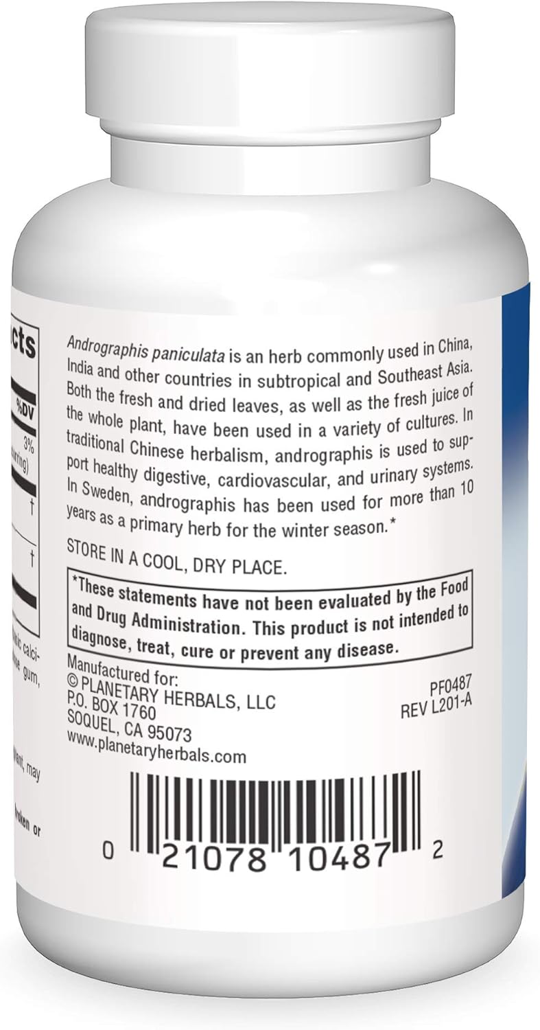 Andrographis 400mg Tablets - Full Spectrum Ayurvedic Herb by Planetary Herbals - 60 Count