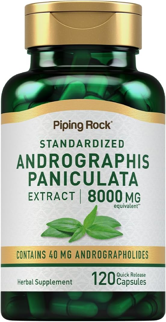 Andrographis Paniculata Extract Capsules | 8000 mg Strength | 120 Count | Herbal Supplement | Non-GMO, Gluten-Free