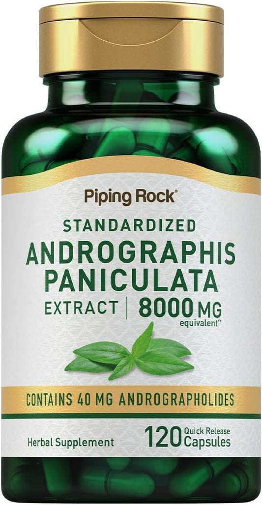 Andrographis Paniculata Extract Capsules | 8000 mg Strength | 120 Count | Herbal Supplement | Non-GMO, Gluten-Free