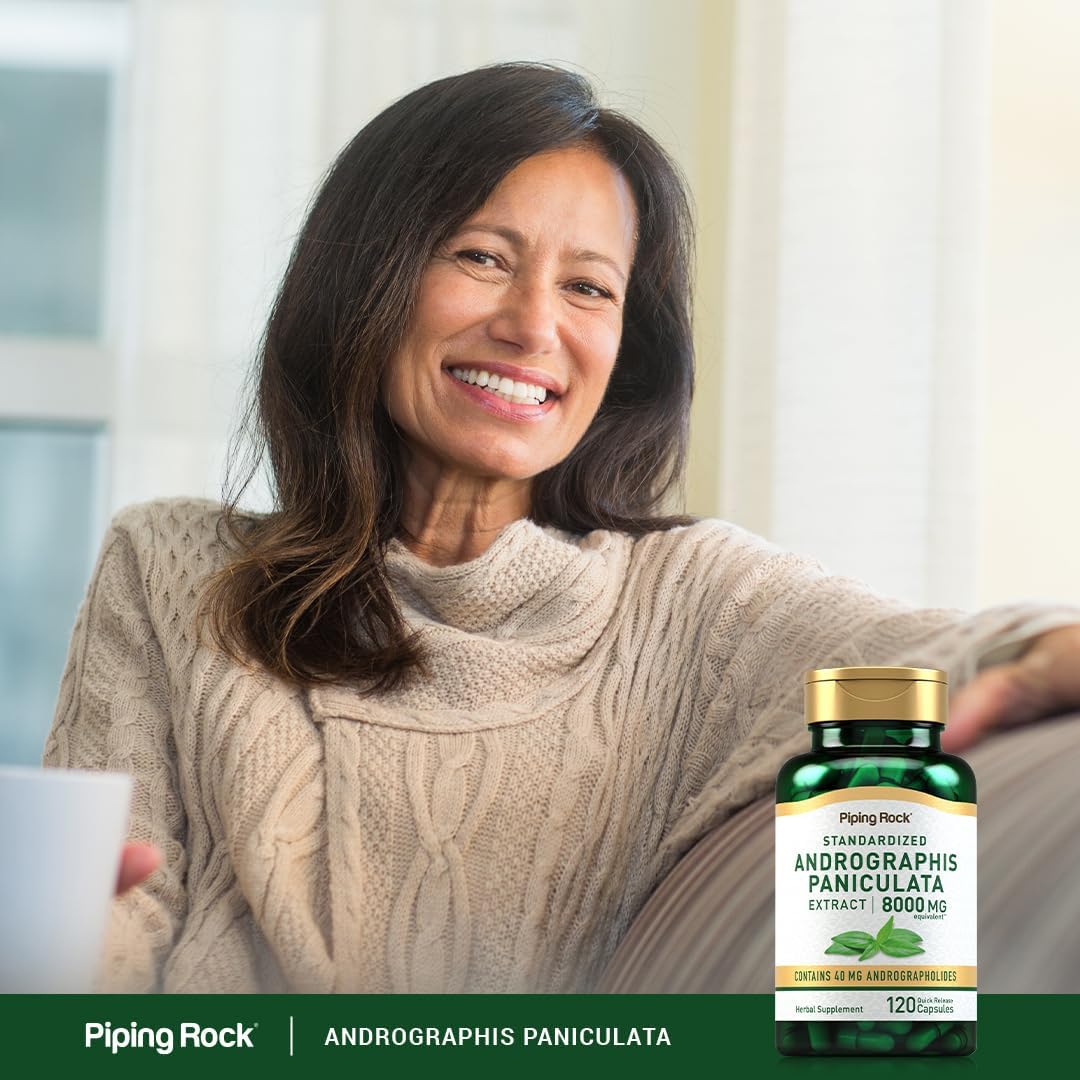 Andrographis Paniculata Extract Capsules | 8000 mg Strength | 120 Count | Herbal Supplement | Non-GMO, Gluten-Free