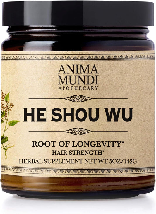 Anima Mundi Apothecary He Shou Wu Hair Supplements - Organic Fo Ti Root Vitamins for Healthy Hair Growth - 5oz / 142g