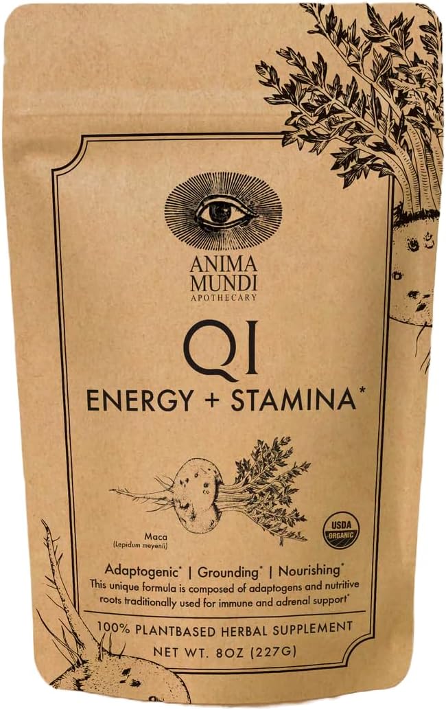 Anima Mundi Apothecary Qi Energy Protein Superfood Powder with Adaptogenic Ashwagandha & Slippery Elm - 8oz