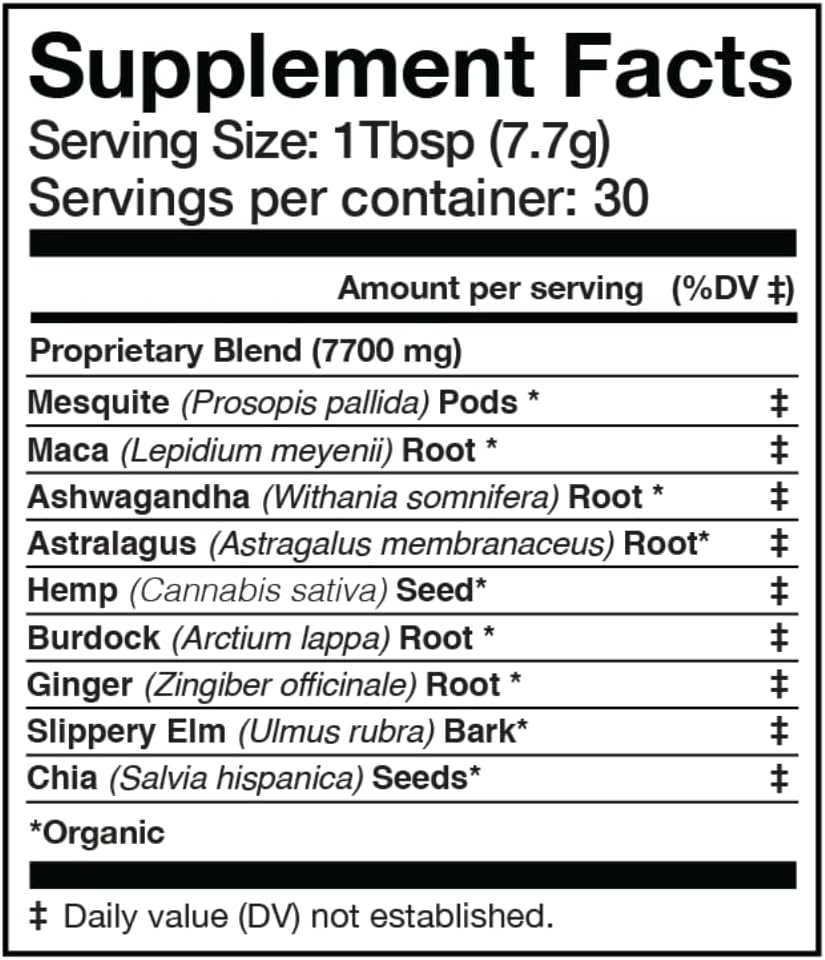 Anima Mundi Apothecary Qi Energy Protein Superfood Powder with Adaptogenic Ashwagandha & Slippery Elm - 8oz
