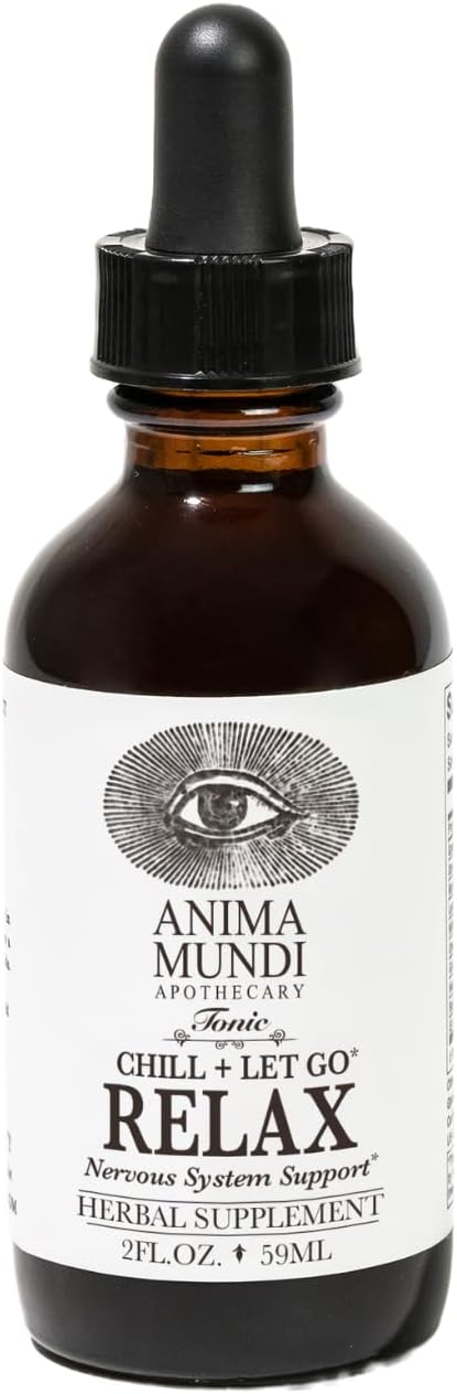 Anima Mundi Apothecary Relax Tonic: Natural Nervous System Support with Lemon Balm, Passionflower, Chamomile, Ashwagandha Root & Lavender - Stress Relief and Mood Enhancer (2 fl oz)