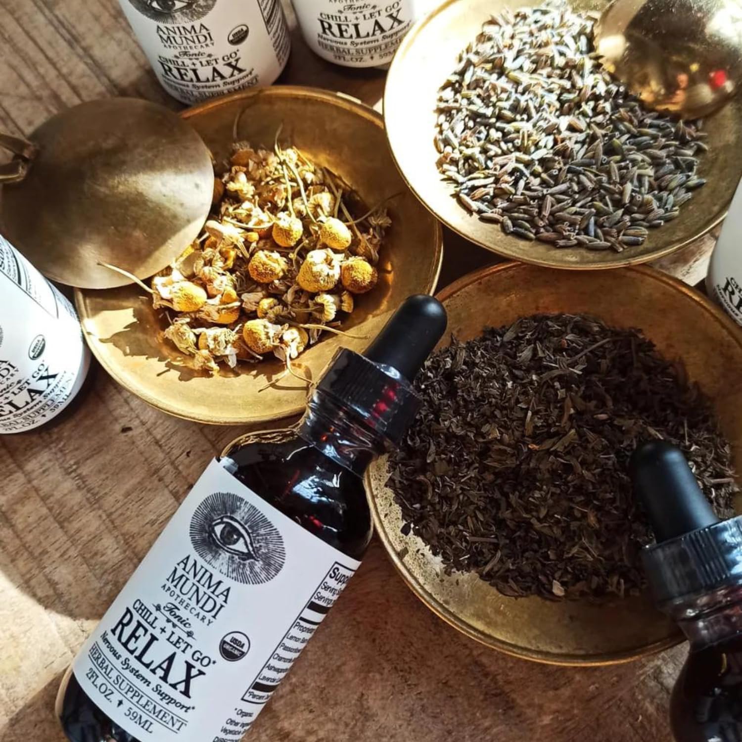 Anima Mundi Apothecary Relax Tonic: Natural Nervous System Support with Lemon Balm, Passionflower, Chamomile, Ashwagandha Root & Lavender - Stress Relief and Mood Enhancer (2 fl oz)