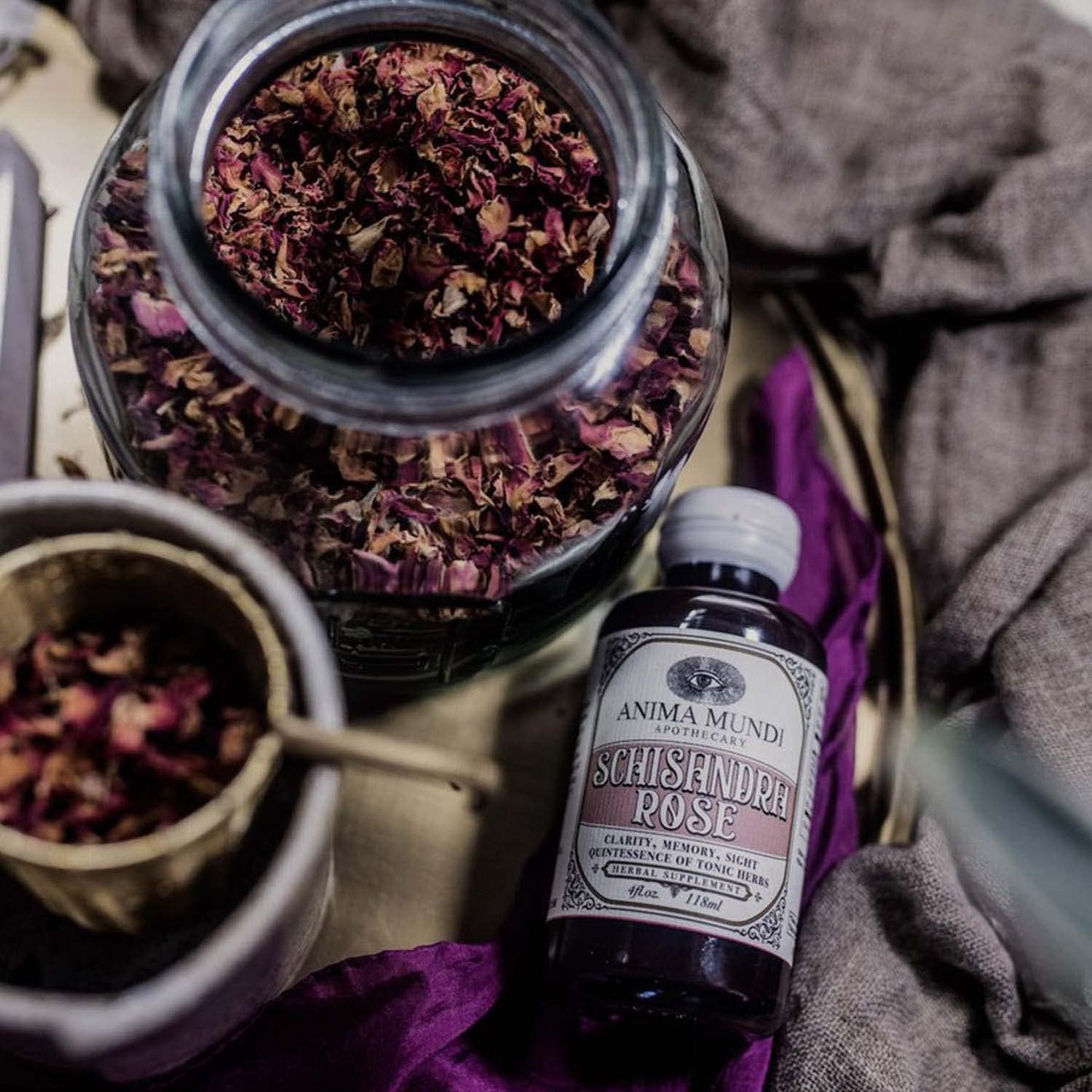 Anima Mundi Apothecary Schisandra Rose Elixir - 2oz Liquid Adaptogen Supplement with Wildcrafted Rose Petals for Liver and Kidney Support