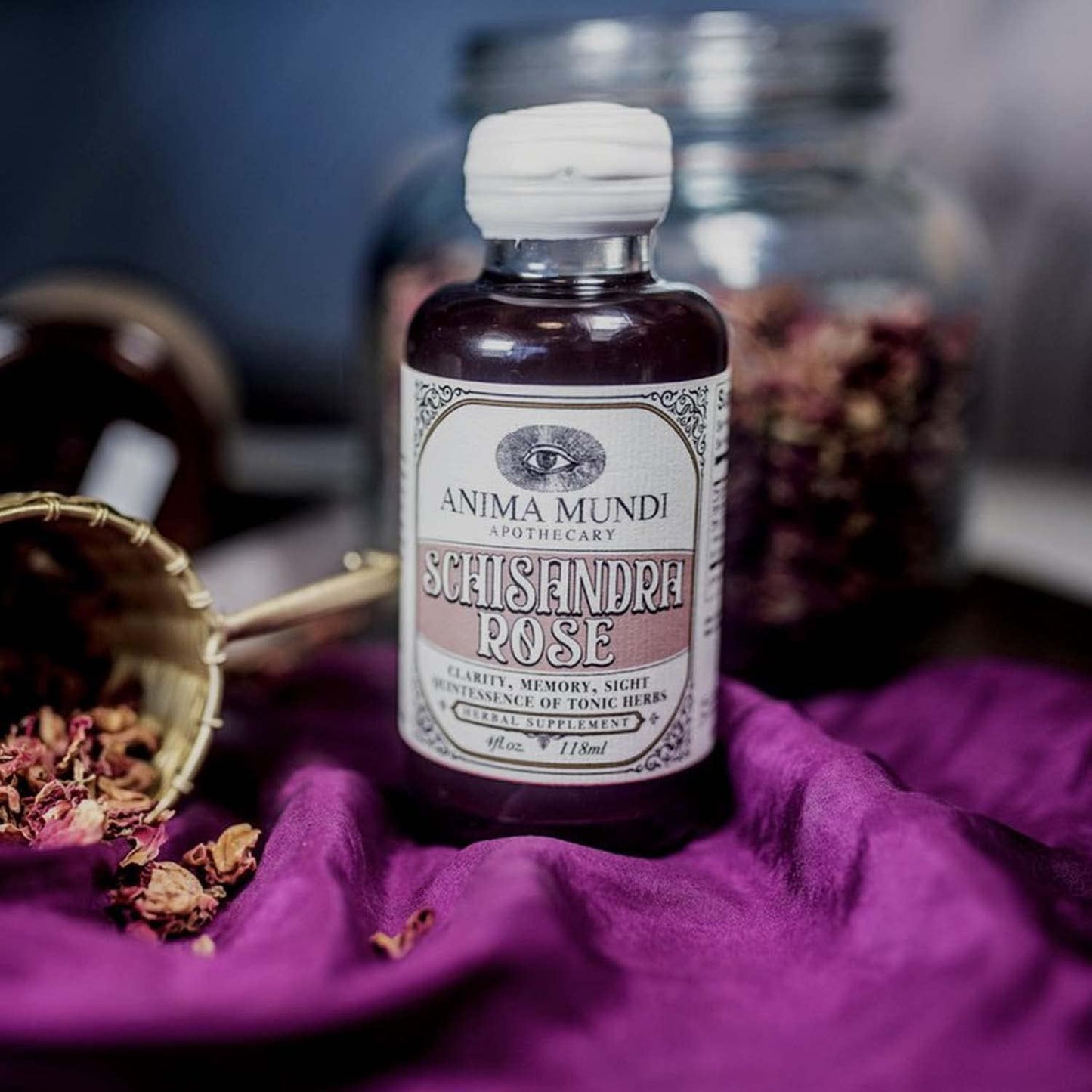Anima Mundi Apothecary Schisandra Rose Elixir - 2oz Liquid Adaptogen Supplement with Wildcrafted Rose Petals for Liver and Kidney Support