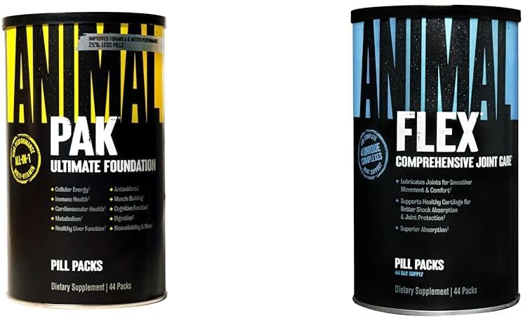 Animal Pak All-in-One Vitamin & Supplement Pack with Zinc & Flex for Joint Support - Includes Turmeric Root Curcumin - Repairs & Restores Joints - 44 Packs