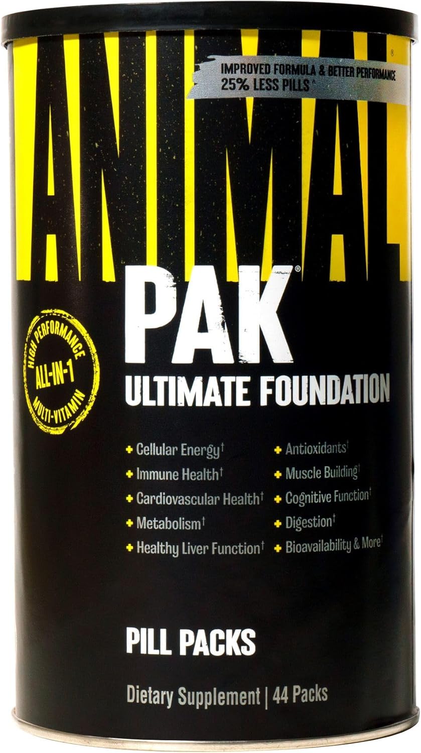 Animal Pak All-in-One Vitamin & Supplement Pack with Zinc & Flex for Joint Support - Includes Turmeric Root Curcumin - Repairs & Restores Joints - 44 Packs