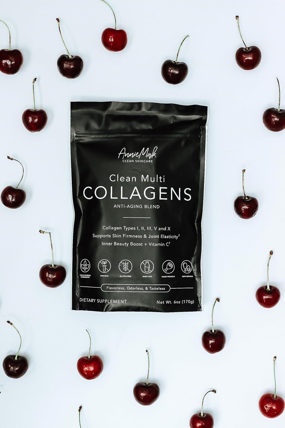 AnnieMak Collagen Peptides Powder with Bone Broth for Skin, Hair, Nails - Grass Fed, Women's Wellness Supplement - Gluten Free, Unflavored