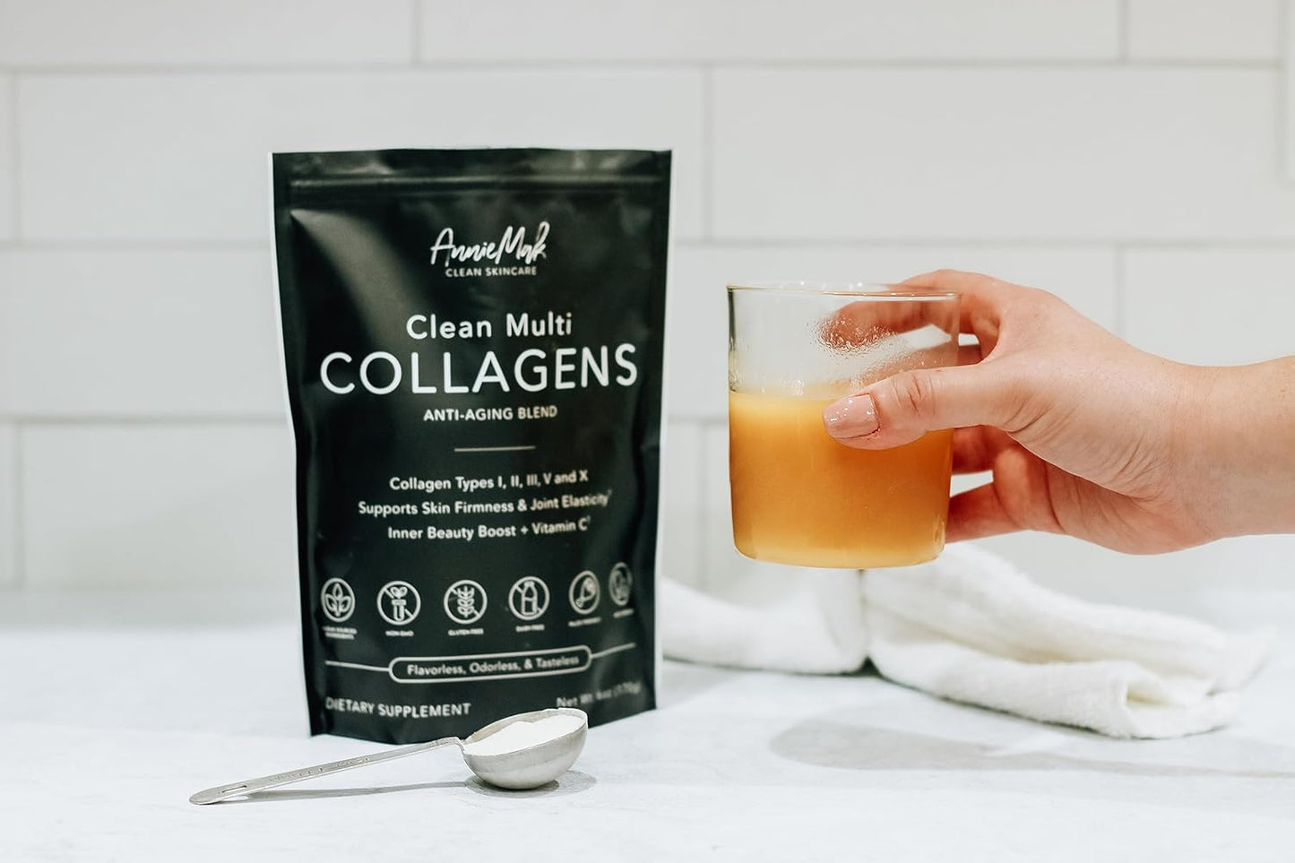 AnnieMak Collagen Peptides Powder with Bone Broth for Skin, Hair, Nails - Grass Fed, Women's Wellness Supplement - Gluten Free, Unflavored