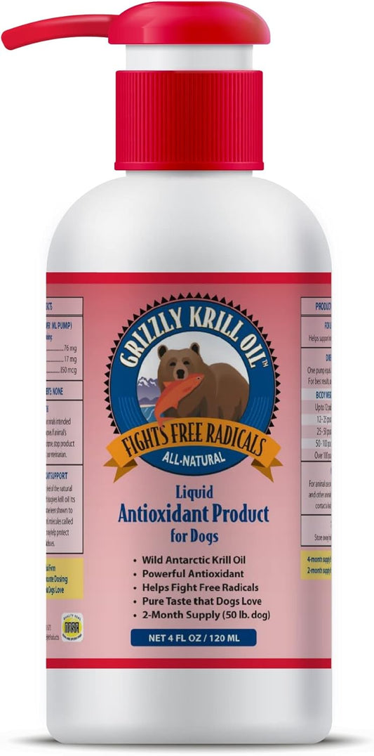 Antarctic Krill Oil Dog Supplement with Omega 3 Fatty Acids, 4 oz