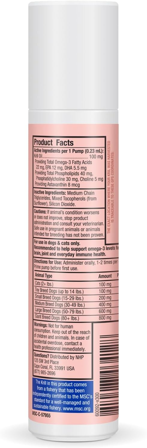 Antarctic Krill Oil Liquid Pump for Dogs and Cats - EPA and DHA for Brain and Joint Health - 1.45 Fl. Oz. - Veterinarian Formulated - MSC Certified - Non-GMO - Dr. Mercola