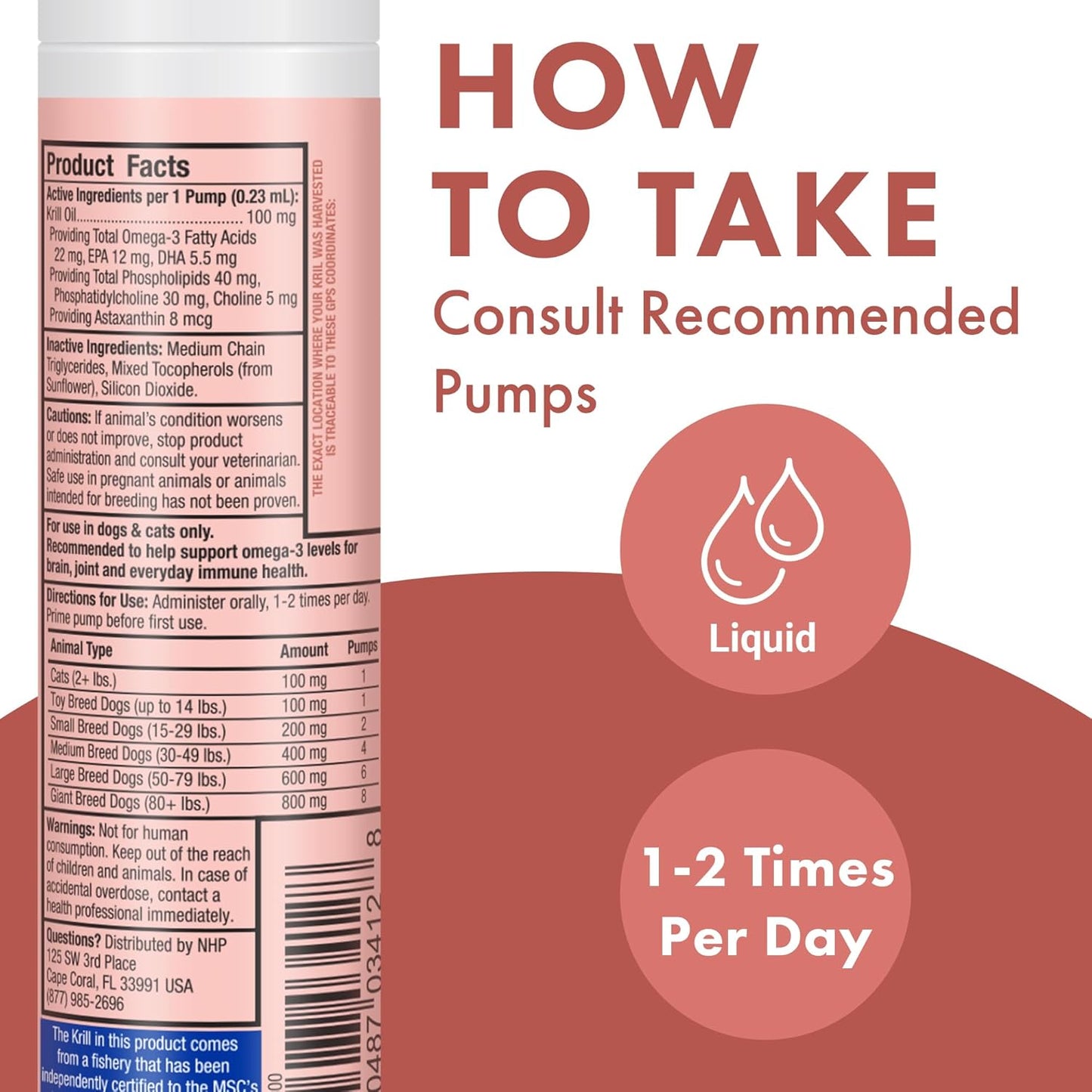 Antarctic Krill Oil Liquid Pump for Dogs and Cats - EPA and DHA for Brain and Joint Health - 1.45 Fl. Oz. - Veterinarian Formulated - MSC Certified - Non-GMO - Dr. Mercola