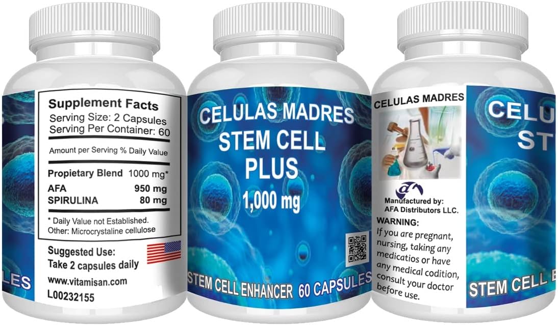 Anti-Aging Supplement with VITAMISAN 4 Stemcells, AFA Blue Green Algae - 240 Capsules