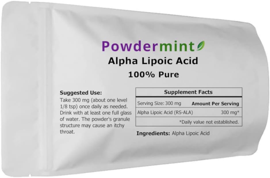 Antioxidant Alpha Lipoic Acid Powder (RS-ALA, Pure ALA) - Multiple Sizes with Scoop Included