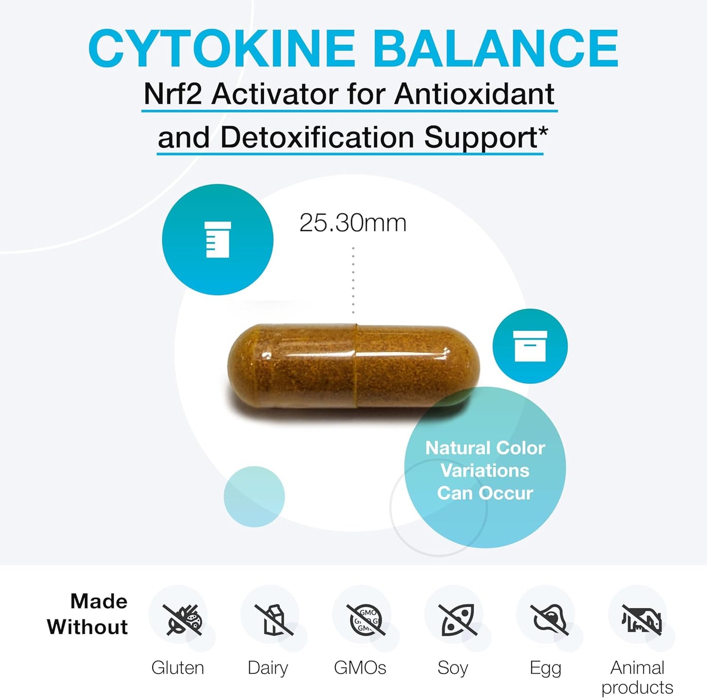 Antioxidant & Detox Support Capsules with Green Tea, Turmeric & Glucoraphanin - XYMOGEN Cytokine Balance Formula (60ct)
