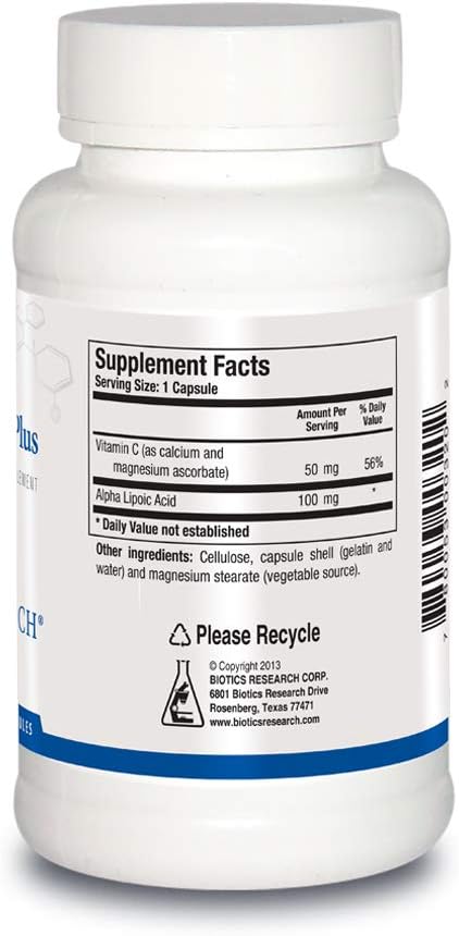 Antioxidant-Rich Biotics Research Lipoic Acid Plus with Alpha-Lipoic Acid and Vitamin C for Eye Health - 90 Capsules