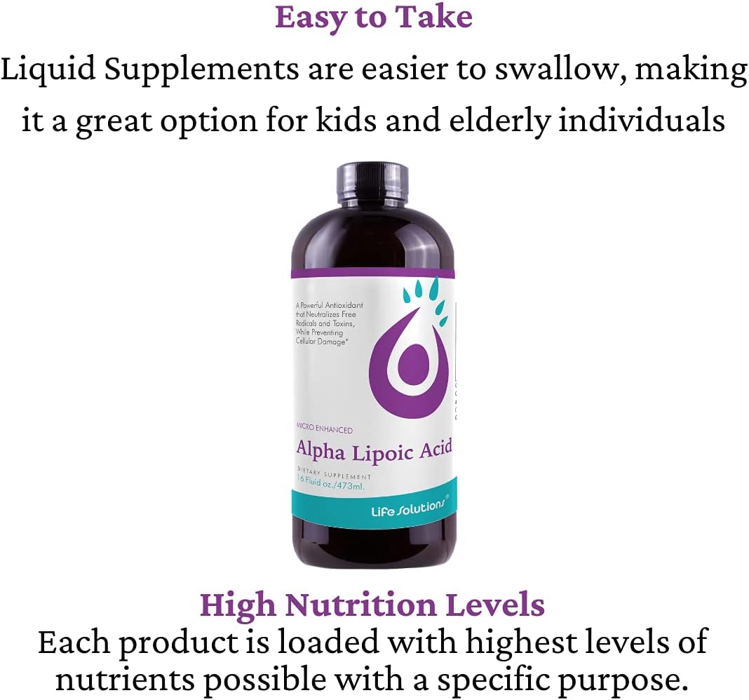 Antioxidant-Rich Liquid Alpha Lipoic Acid Dietary Supplement, 50mg ALA per Serving, Pharmacist Formulated, Rapid-Sorb Technology - 16 fl. oz.