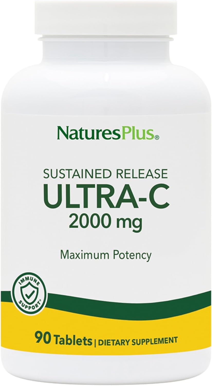 Antioxidant-Rich Natures Plus Ultra-C 2000 mg Tablets - Pack of 2 - Promotes Immune Health - with Rose HIPS - Vegetarian & Gluten Free - 180 Servings total