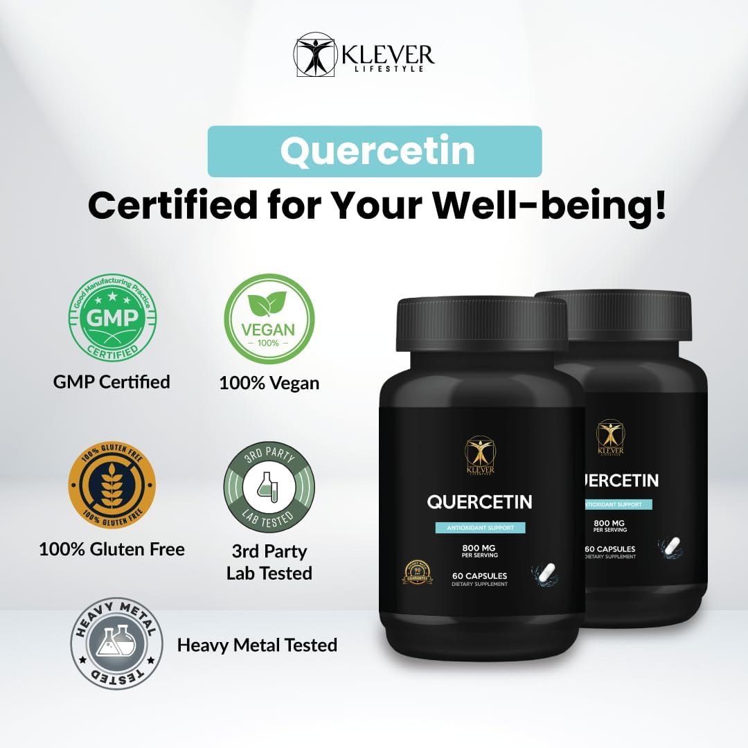 Antioxidant Rich Quercetin with Bromelain Supplement for Brain Health - 60 Capsules, 800mg per Serving