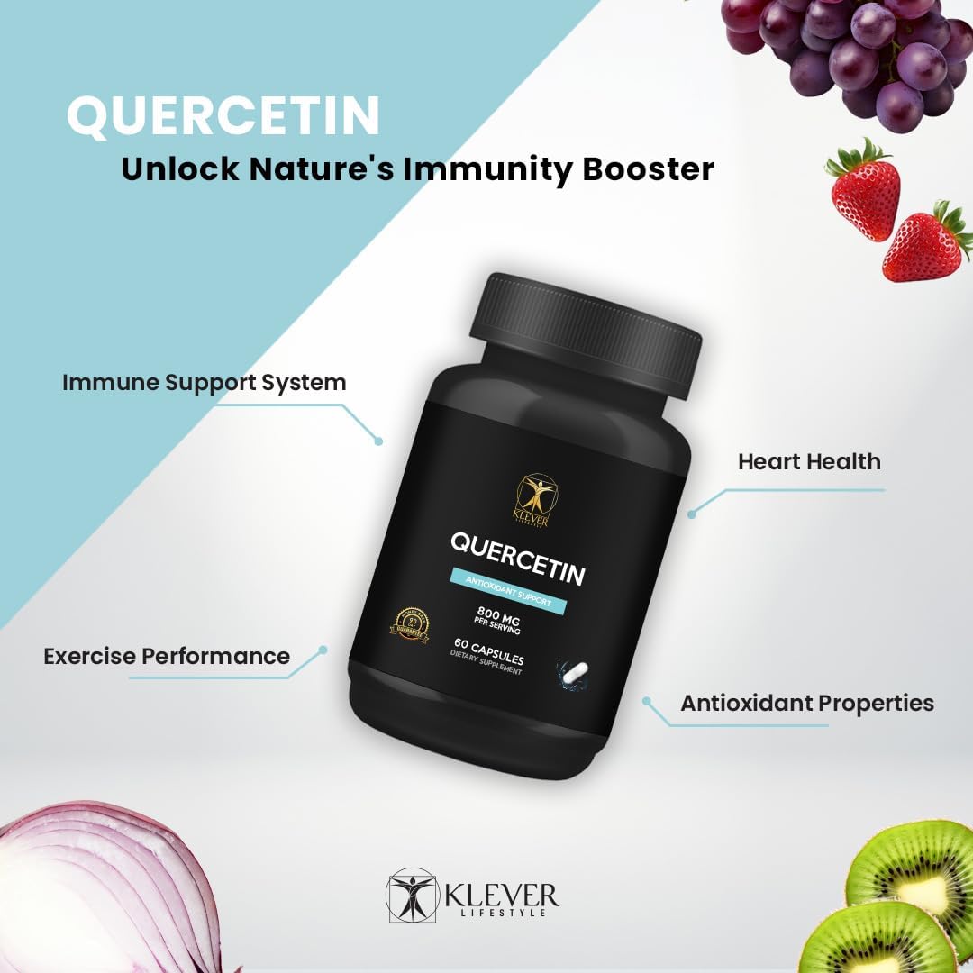 Antioxidant Rich Quercetin with Bromelain Supplement for Brain Health - 60 Capsules, 800mg per Serving