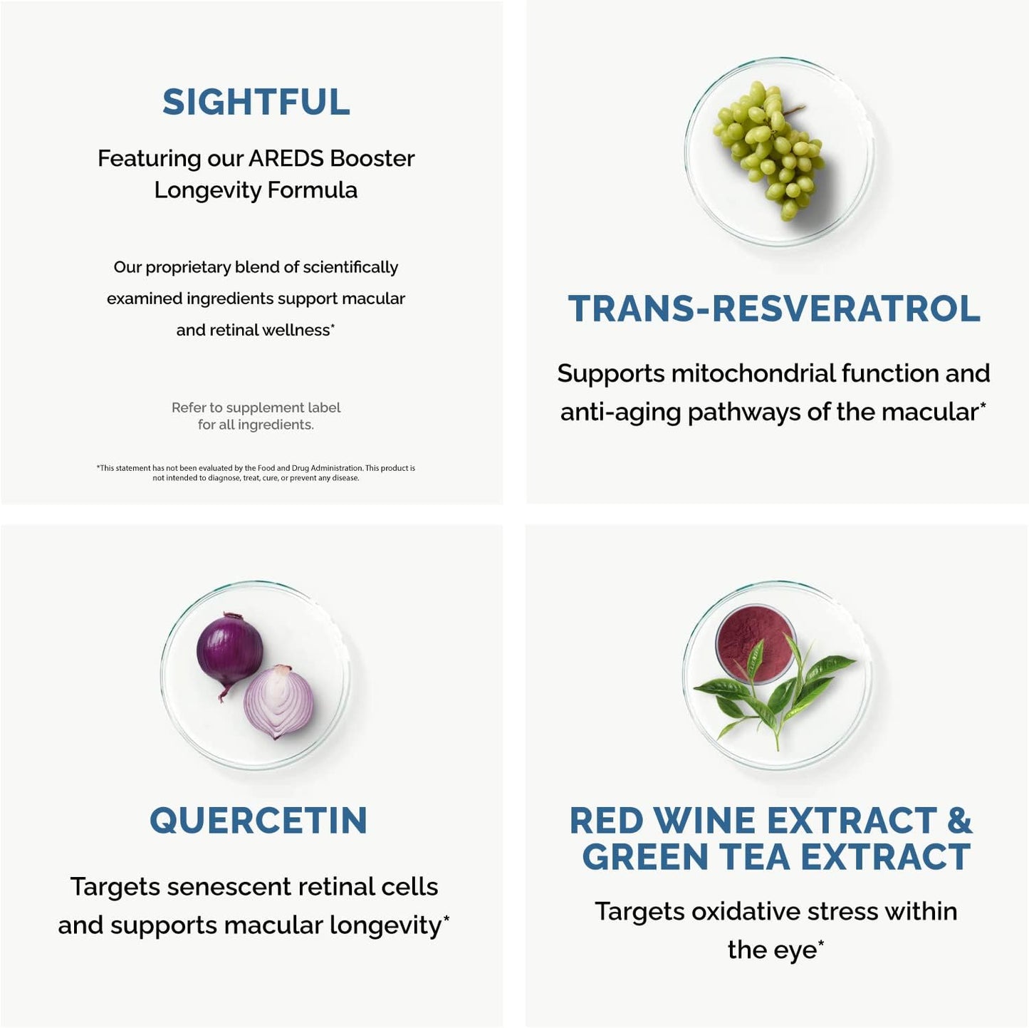 Antioxidant-Rich Sightful AREDS Booster with Resveratrol, Quercetin, & Green Tea Extract | Unique Formula | 30 Count