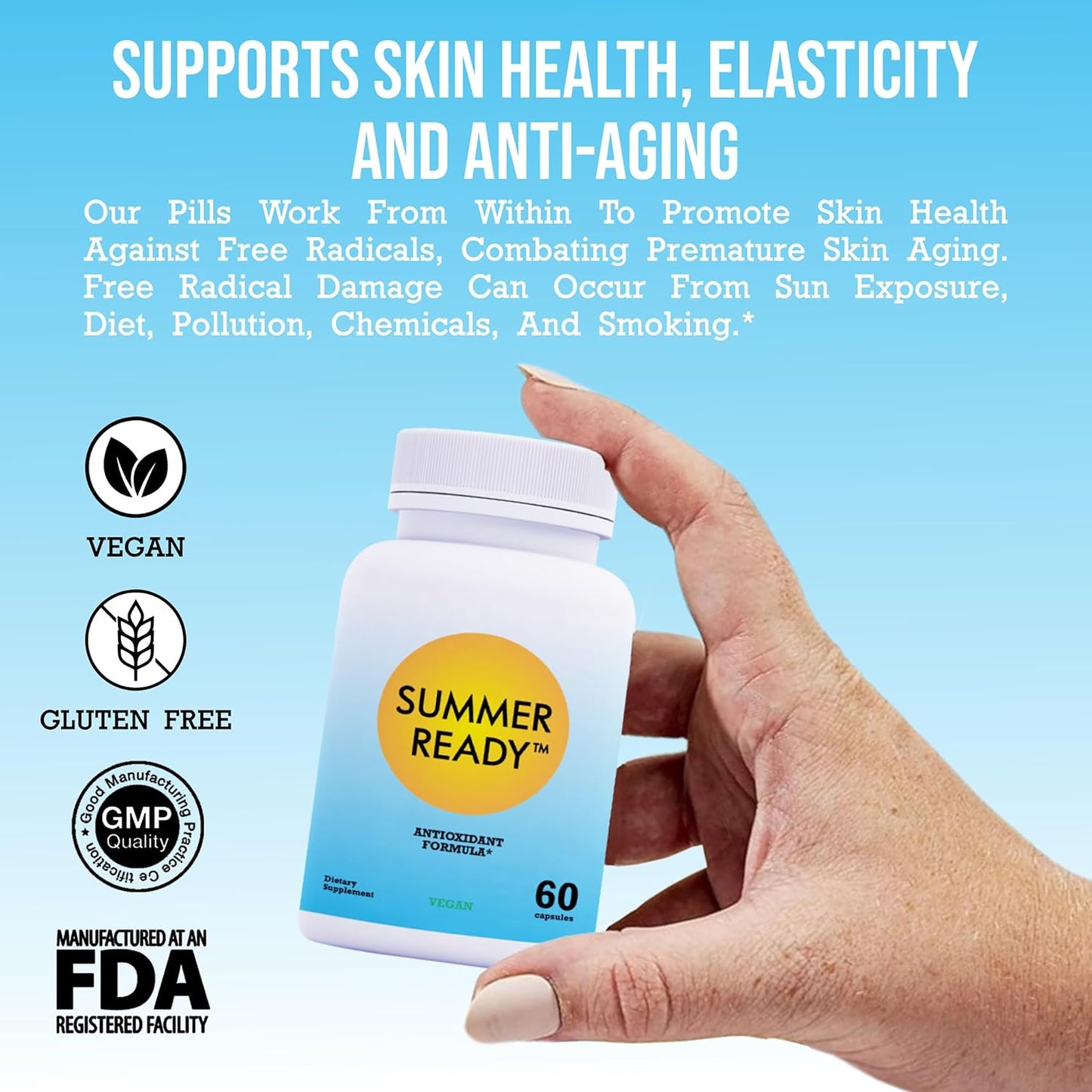 Antioxidant-Rich Skin Care Capsules with Vitamin B3 and Fern Extract for Summer-Ready Skin