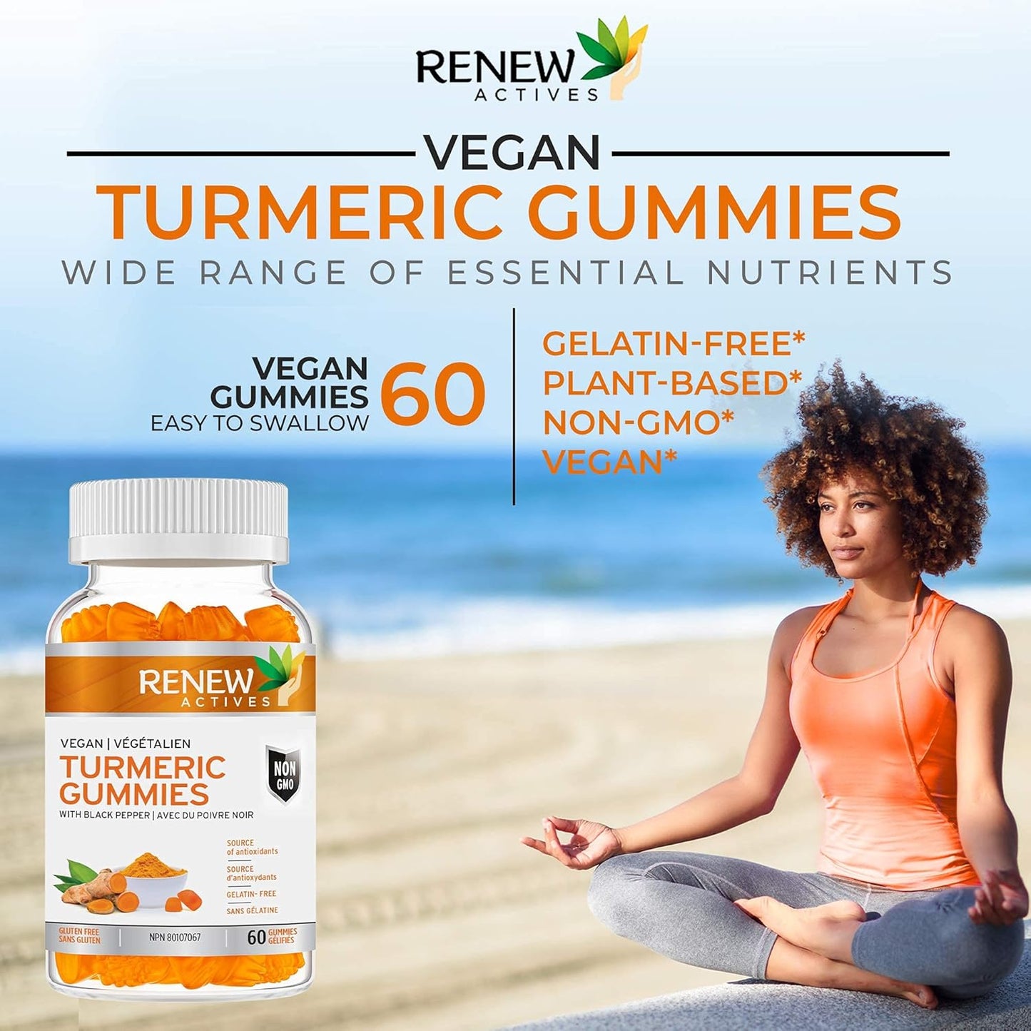 Antioxidant-Rich Turmeric Gummies with Black Pepper - Supports Immune Function - 60 Gummies for Wellness & Vitality