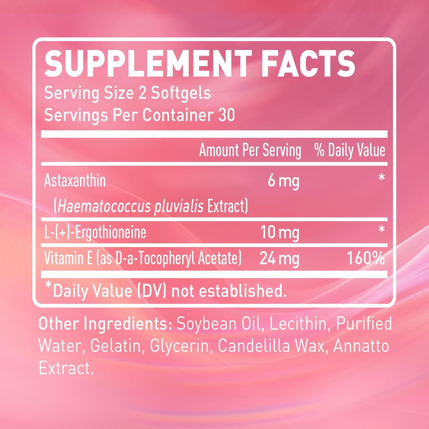 Antioxidant Softgel with Astaxanthin and Ergothioneine - 60 Counts, 60 Day Supply for Optimal Nutrition