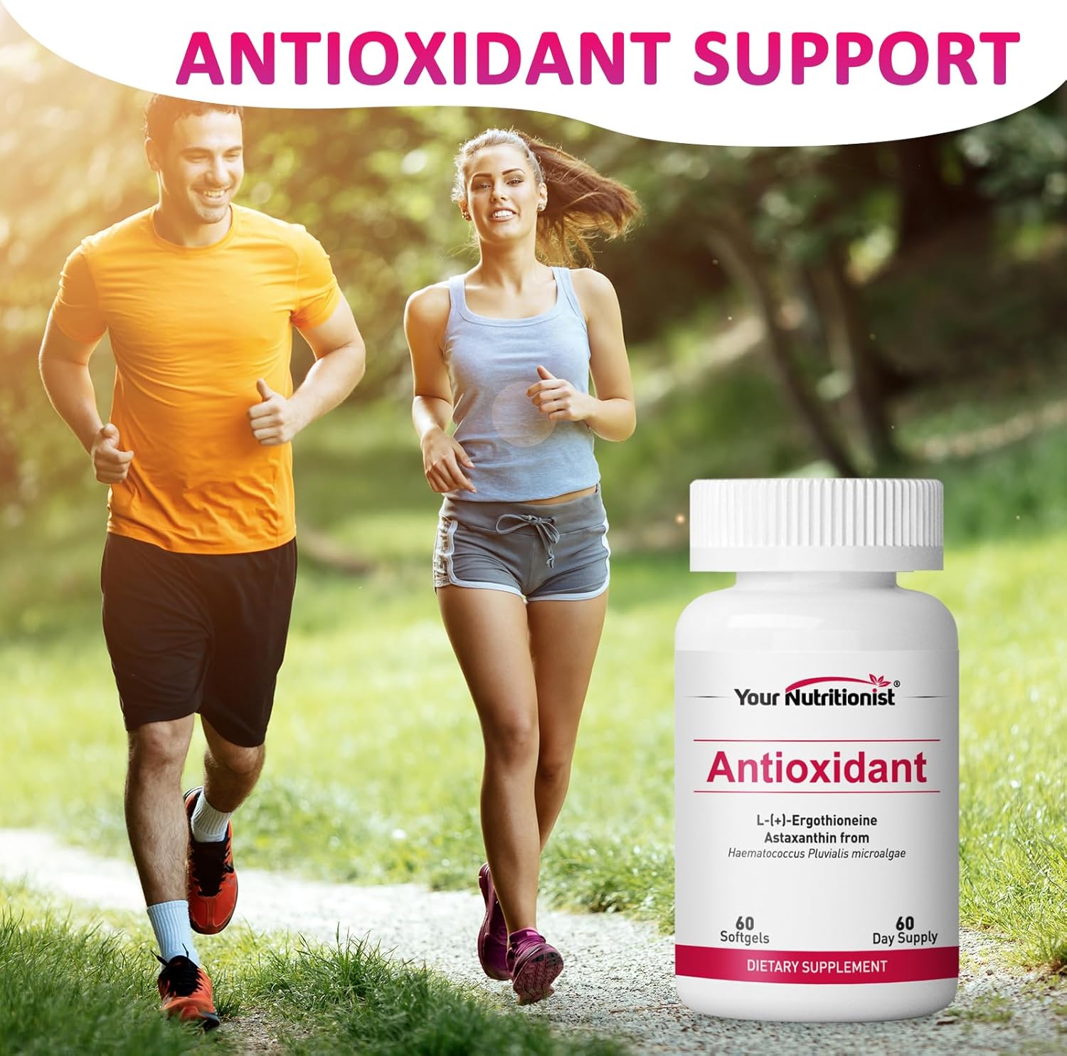 Antioxidant Softgel with Astaxanthin and Ergothioneine - 60 Counts, 60 Day Supply for Optimal Nutrition