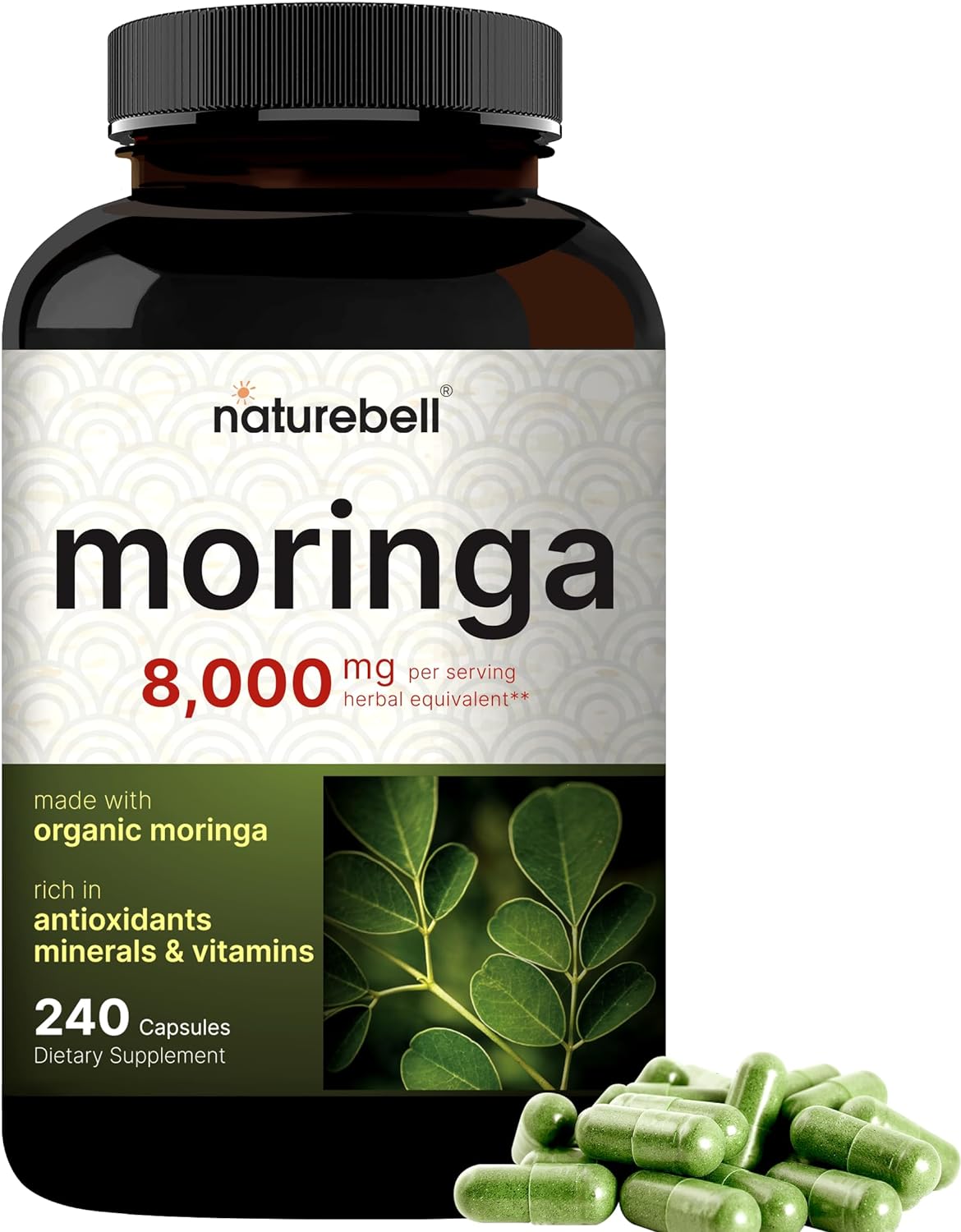 Antioxidant Superfood Bundle: NatureBell Moringa Oleifera 8000mg & L-Lysine 1000mg Capsules - Free Form Amino Acids - L Lysine Complex - BoostGo Australia